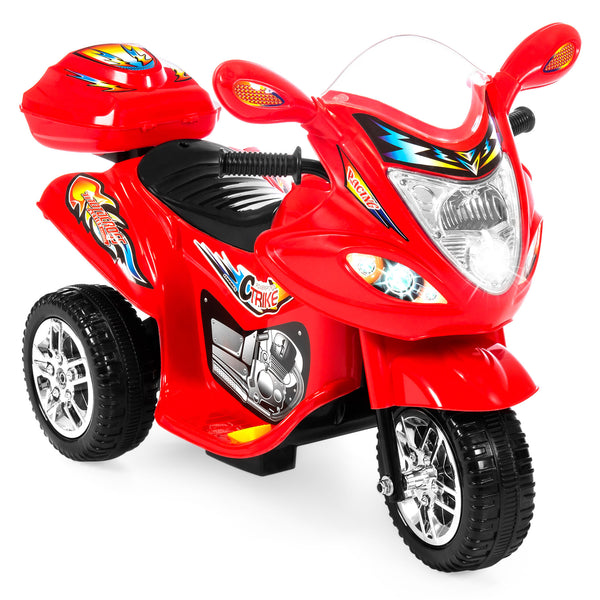 Best Choice Products 6V Kids Battery Powered Electric 3-Wheel Motorcycle Bike Ride-On Toy w/ LED Lights, Music, Horn, Storage - Red